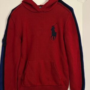 Polo by Ralph Lauren Red Knit Hoodie with Navy Accents #3 #Big Pony